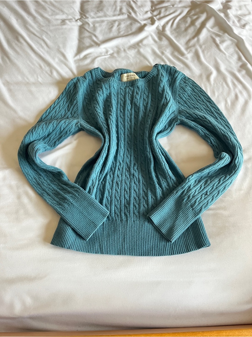 Sonoma Teal Cable Knit Crewneck Sweater